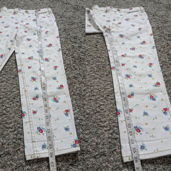 Billabong X Wrangler White Red Yellow Floral Denim Jean 25 - Picture 11 of 12